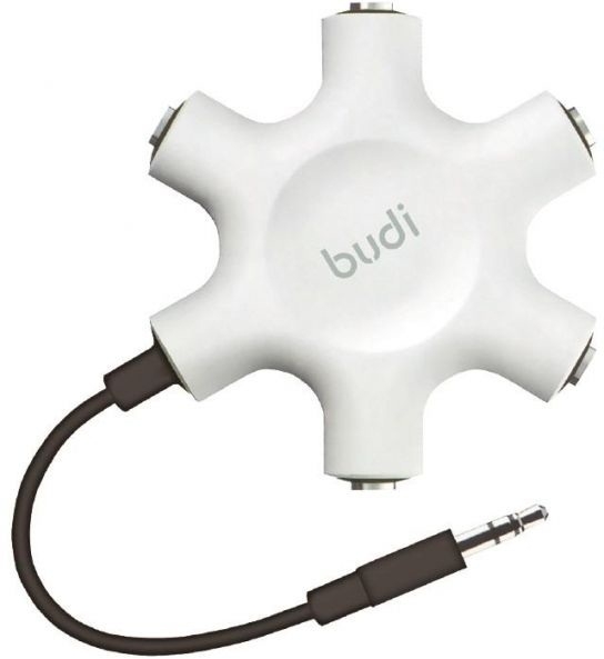 تبدیل یک به پنج هدفون مارک budi,اسپلیتر صدا با کیفیت,audio splitter budi اسپلیتر صدا,1 به 5 هدفون,5 هدفون و اسپیکر به یک کامپیوتر
