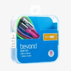 قیمت خرید عمده و همکار کابل شارژ میکرو یو اس بی بیاند مدل BUM531-چند رنگ,کابل شارژ micro usb beyond ba 531 ال ای دار رنگی