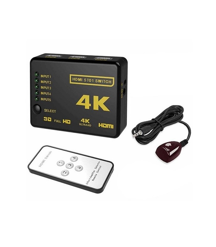 سوئیچ اچ دی ام آی پنج پورت با کنترال وآداپتور