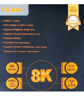 فروش عمده کابل HDMI 8K پانزده متری دی نت , خرید عمده کابل اچ دی ام آی 8k در متراژ مختلف