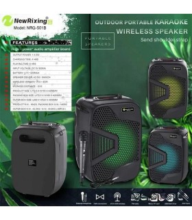 فروش عمده اسپیکر بلوتوثی new rixing 501b , قیمت اسپیکر قابل حمل میکروفون دار