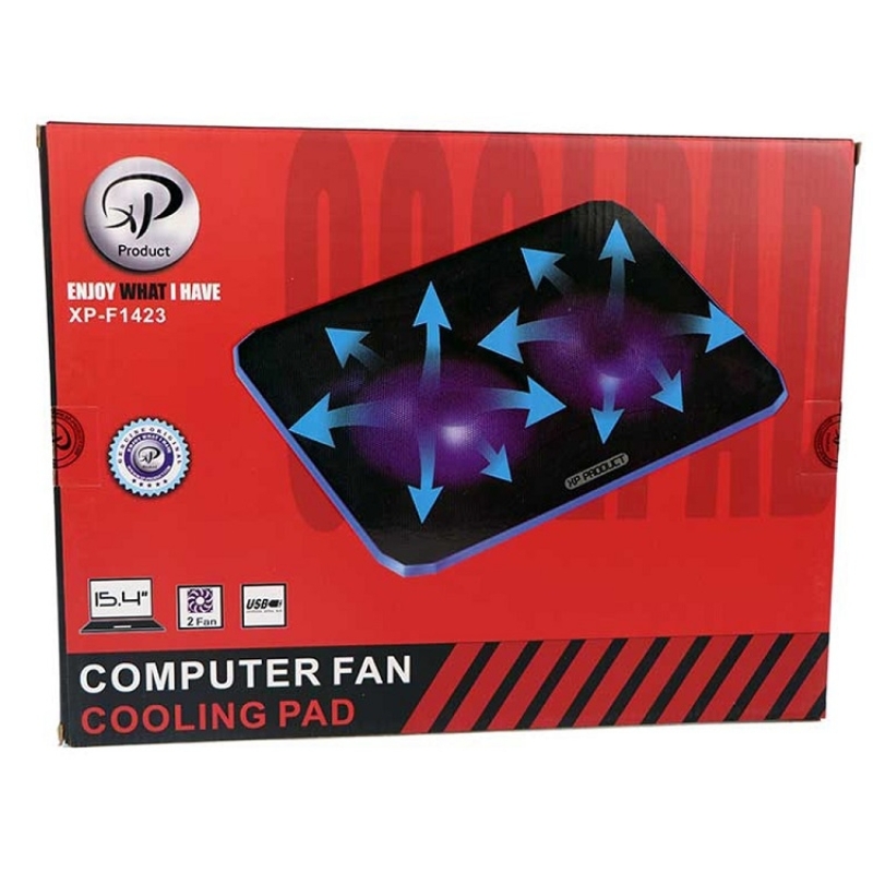 فن زیر لپ تاپ 2 فن مدل 1423,خرید عمده کول پد اکس پی مدل 1423,قیمت پخش کول پد فن لپ تاپ دو فن XP F1423