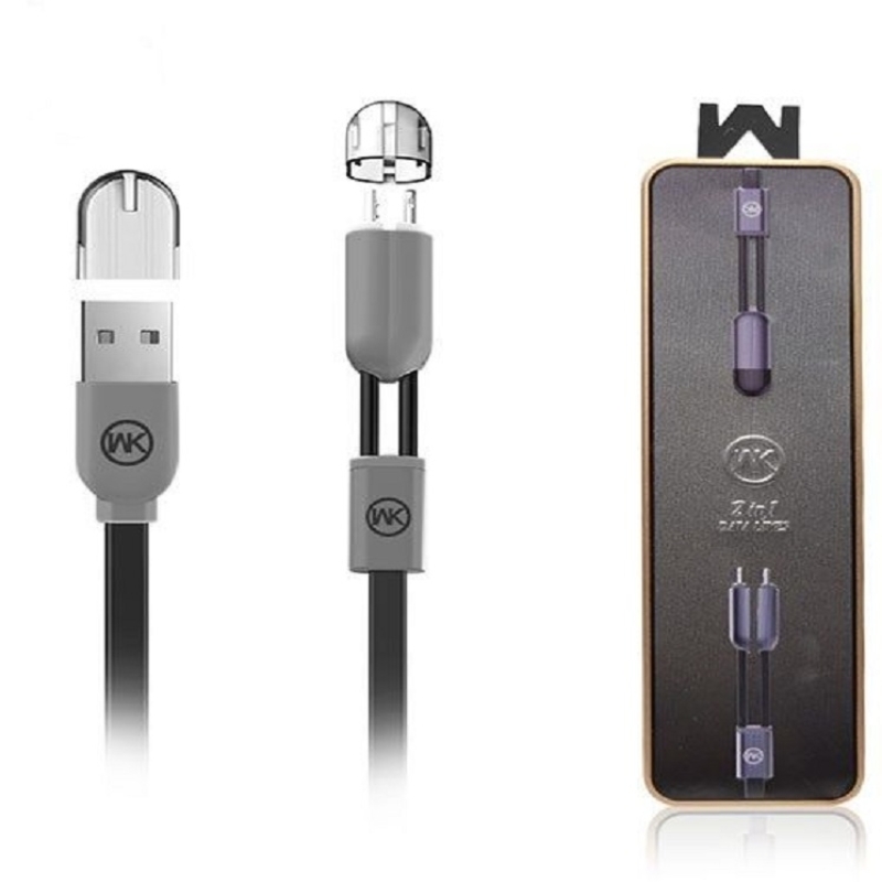 کابل اندروید آیفونی ریمکس مدل 001 ,قیمت عمده کابل ریمکس WK WDC 001, خرید عمده کابل دوکاره شرکت K