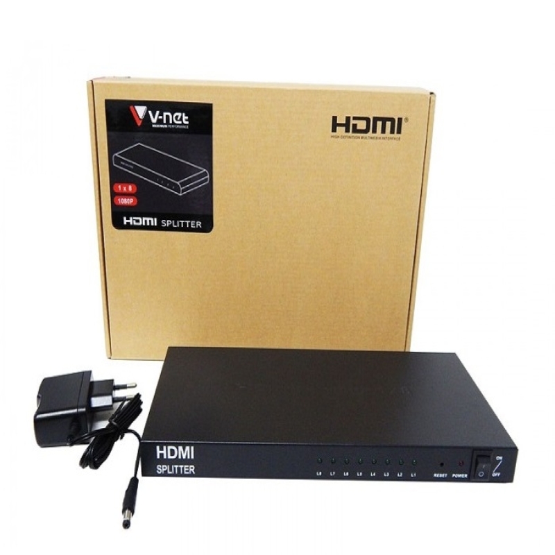 اسپیلیتر 8 پورت HDMI مارک وی نت,قیمت اسپلیتر 8 کاناله وی نت , هاب 8 پورت اچ دی ام آی