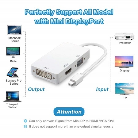 تبدیل مینی دیسپلی پورت به HDMI DVI VGA